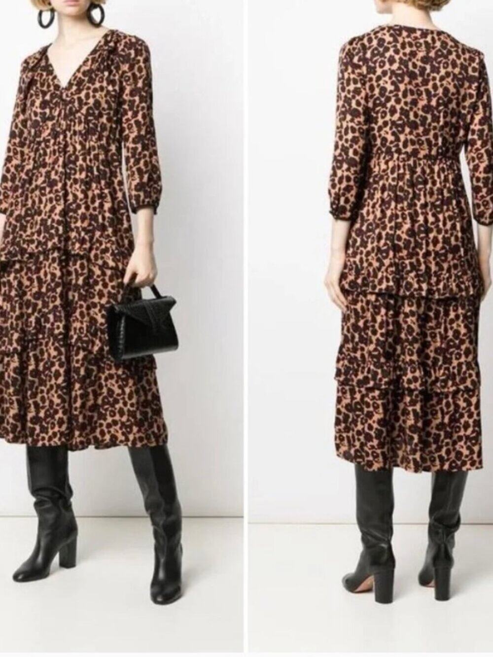 Ba&Sh Tracey Leopard Midi Dress Size 0